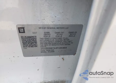 2018 Chevrolet Malibu Lt из США, поврежденный, VIN 1G1ZD5ST4JF155464